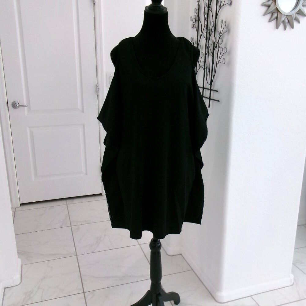 New Mambo Mini Dress Jet Black Batwing Sleeve Cover-up Beach Dress M / S - Picture 3 of 15